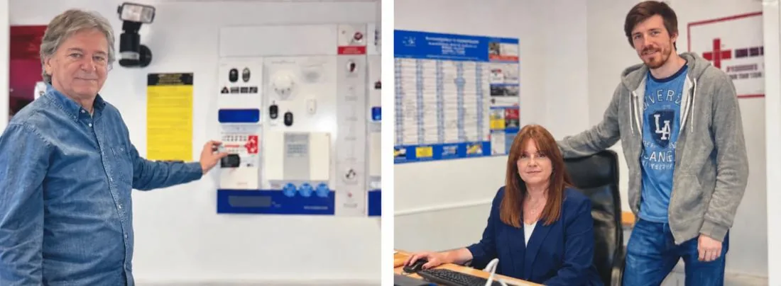 Restored archive photographs of Richard, Helen and Adrian in the A1 business